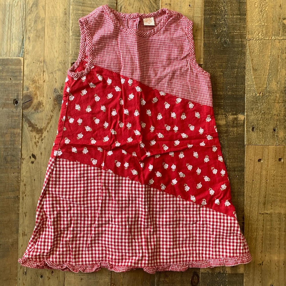 3 for $20/ Smile red patchwork dress (18-24 M)